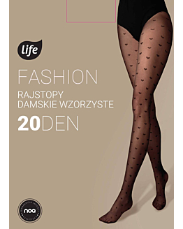 Life Rajstopy Fashion wzór Serca 20 den, rozm.2 Nero