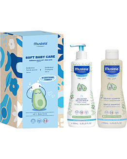 Mustela Zestaw Soft Baby Care: Delikatny żel do mycia + Delikatny szampon
