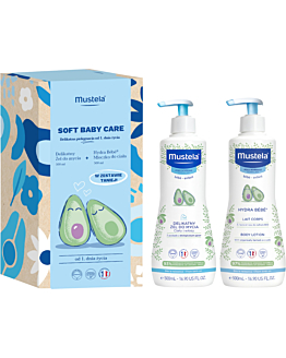 Mustela Zestaw Soft Baby Care: Delikatny żel do mycia + Hydra Bebe Mleczko do ciała