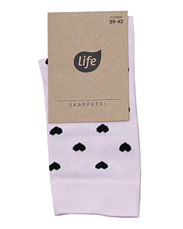 Life Skarpety bawełniane Hipster wzór Hearts Pink, rozm. 35-38