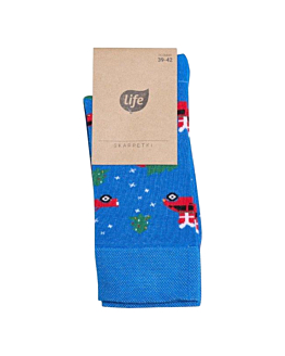 Life Skarpetki Hipster wzór Auto z choinką, rozm.35-38 niebieski
