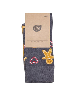 Life Calzini motivo Biscotti + Cuore, taglia 39-42 grigio