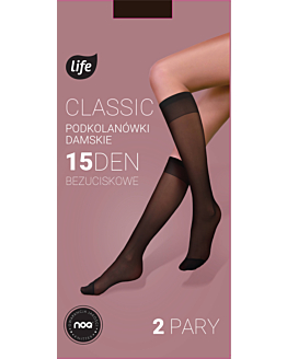 Life Podkolanówki Classic 15 den nero 2 pary