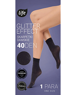 Life Skarpetki damskie klasyczne Lurex 40 den one size, nero/silver