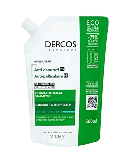 Vichy Dercos Szampon przeciwłupieżowy do włosów tłustych Refill, 500 ml