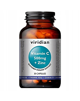 Viridian Witamina C 500 mg z Cynkiem, 30 Kapsułek