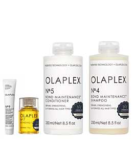 Olaplex Zestaw kosmetyków do pielęgnacji włosów zniszczonych (Szampon No. 4 + Odżywka No. 5 + Olejek No. 7 + Serum No. 9)