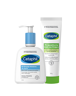 Zestaw Cetaphil EM Emulsja Micelarna 236 ml + PS Lipoaktywny Krem nawilżający
