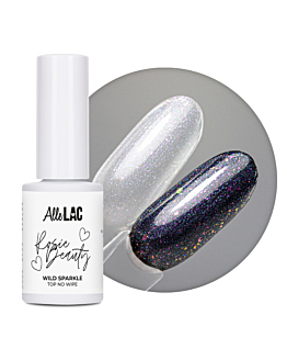 AlleLac Top Hybrydowy Wild Sparkle No Wipe Bez Przemywania Różowo Fioletowe Drobinki 6g