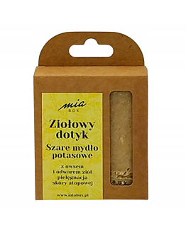 Miabox Ziołowy Dotyk Szare mydło potasowe z owsem i  dla skóry z atopowym zapaleniem. Mydło Naturalne z Ziołami – Potasowe, Bez SLS, Kostka EKO
