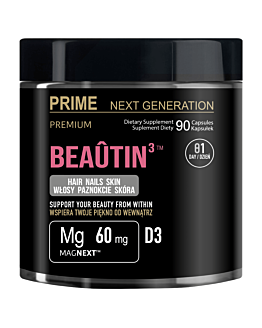 PRIME BEAÛTIN³™ Kompleks beauty na włosy, skórę i paznokcie z biotyną, cynkiem i krzemem, Biotyna 5000 mcg, 90 kaps. 90 dni stosowania