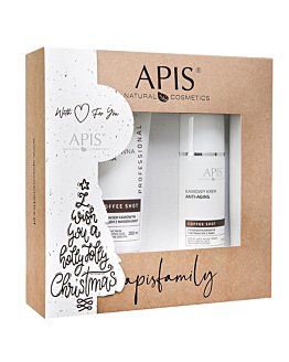 APIS Coffee Shot zestaw bioaktywna maska z kwasem kawowym, 200ml + kawowy krem anti-aging, 100ml