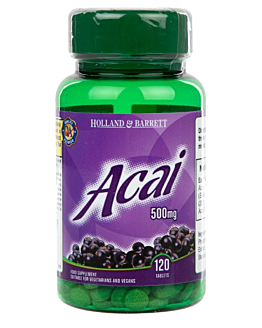 Holland & Barret Acai Berry, Jagody Acai 500 mg, Tabletki