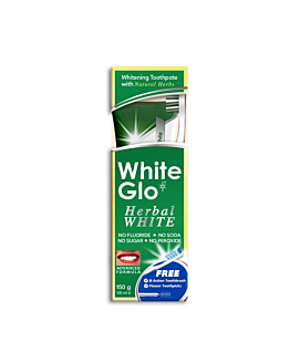 White Glo Herbal White Toothpaste wybielająca ziołowa pasta do zębów, 100ml + szczoteczka do zębów