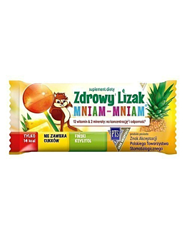 Zdrowy Lizak Mniam-Mniam, 12 witamin i 2 minerały: na koncentrację i odporność, Smak ananasowy