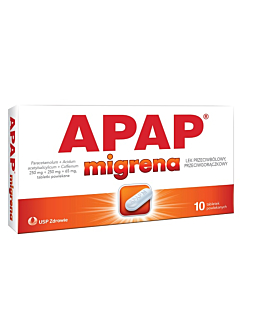 Apap Migrena 250 mg+250 mg+ 65 mg 10 Tabletek powlekanych