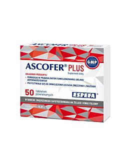Ascofer Plus, Suplement diety z żelazem, kwasem foliowym i witaminą C, Tabletki powlekane
