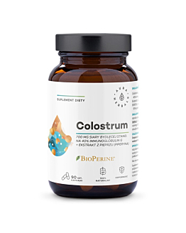 Colostrum 700 mg + BioPerine, Preparat zawierający colostrum i ekstrakt z czarnego pieprzu, Kapsułki