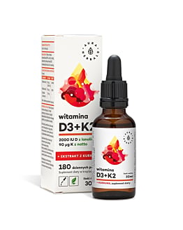 Aura Herbals Witamina D3 (2000 IU) + K2 + ekstrakt z kurkumy, Krople, 30 ml