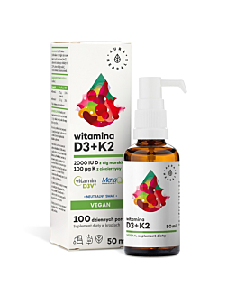 Aura Herbals Witamina D3 2000 IU + K2 Vegan, Krople, 50 ml