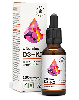 Aura Herbals Witamina D3 2000 IU + K2MK7, Krople