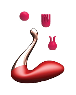 B-Series Magic Swan Massager masażer w kształcie łabędzia z trzema zamiennymi końcówkami Red