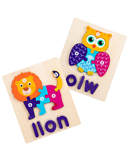 Habarri Puzzle drewniane - Lew i Sowa - Lion &  Owl