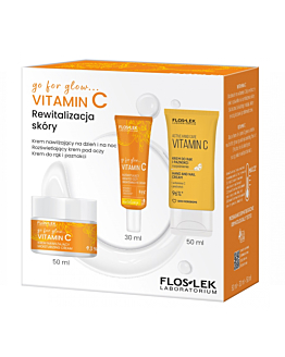 Floslek go for glow…VITAMIN C Rewitalizacja skóry zestaw krem nawilżający na dzień i na noc, 50ml + rozświetlający krem pod oczy, 30ml + krem do rąk i paznokci, 50ml
