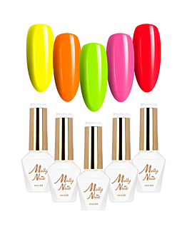 MollyNails Skittle Nails Zestaw 5 Lakierów Hybrydowych Do Paznokci