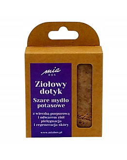 Miabox Ziołowy Dotyk Szare mydło potasowe z wierzbą purpurową i  dla skóry poranionej. Mydło Naturalne z Ziołami – Potasowe, Bez SLS, Kostka EKO
