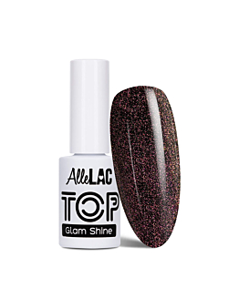 AlleLac Top Hybrydowy Glam Shine No Wipe Bez Przemywania Pink Topaz Z Drobinkami Brokatem Nr 5 5g