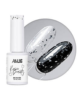 AlleLac x Rosie Beauty Top Hybrydowy Big Silver No Wipe Bez Przemywania Efekt Ciętej Folii 6g