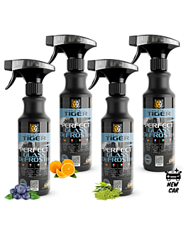Chemical Tiger odmrażacz do szyb o zapachu Jagody, Hiszpańskiej Pomarańczy, New Car, Zielonej Herbaty 4 x 500 ml
