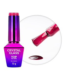MollyNails Crystal Glass Top Hybrydowy No Wipe Raspberry 10 g