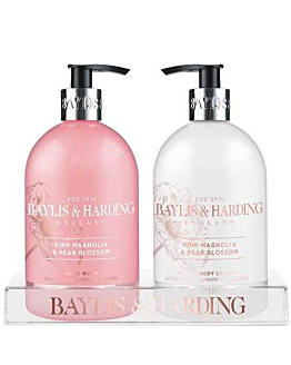 Baylis & Harding Zestaw Mydło w płynie + Balsam do rąk i Ciała Pink Magnolia & Pear Blossom