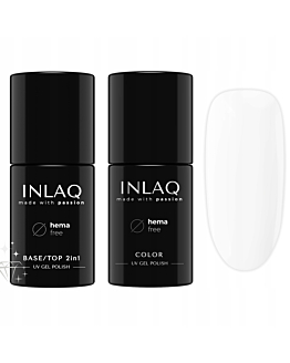INLAQ Hybrydowy Lakier do Paznokci, 6 ml + Baza I Top 2w1 do Lakierów Hybrydowych, 6 ml