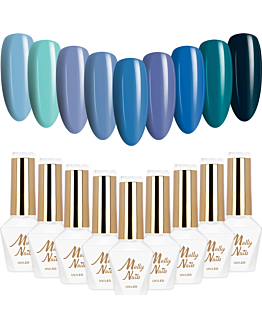 MollyNails Blue Sky Zestaw 9 Lakierów Hybrydowych Do Paznokci 8g