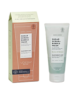 VOESH Sugar Scrub + Bubble Wash cukrowy peeling myjący do ciała i skóry głowy Rainforest Mist, 210g