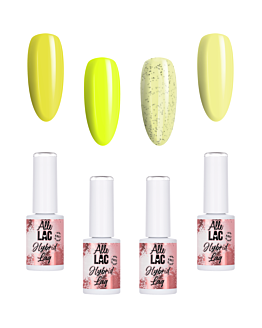 Allelac Zestaw Yellows 4x6 g Lakier Hybrydowy Do Paznokci 4w1