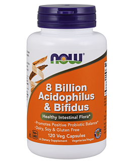 Now Foods 8 Billion Acidophilus & Bifidus, Suplement diety zawierający żywe kultury bakterii, Kapsułki