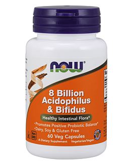 Now Foods 8 Bilion Acidophilus & Bifidus, Suplement diety zawierający żywe kultury bakterii, Kapsułki