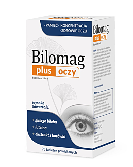 Bilomag Plus Oczy, Suplement diety zawierający składniki wspomagające wzrok, Tabletki