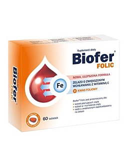Biofer Folic, Żelazo o zwiększonym wchłanianiu z kwasem foliowym i witaminą C, Tabletki