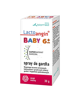 Lactoangin Baby, Spray do gardła dla dzieci powyżej 6. miesiąca życia, Smak malinowy