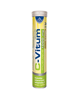 C-Vitum 1000 mg + Cynk,  Suplement diety na wzmocnienie odporności, Tabletku musujące