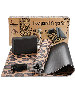 Myga Zestaw do jogi Leopard Yoga Set: mata, klocek, pasek