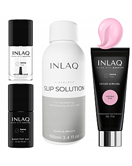 INLAQ Zestaw Startowy z Budującym Akrylożelem Natural Pink