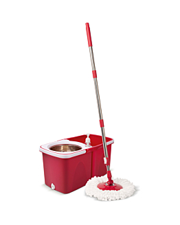 Lamart Mop Obrotowy Regulowany CLEAN LT8062 Czerwony Wiadro Dwukomorowe 2x5 Litrów