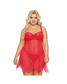 SoftLine Collection Carla romantyczna koszulka ze stringami Red XL