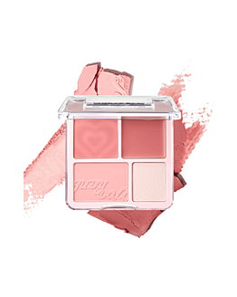 Judydoll 4 Color Blush & Highlight Palette, ciepła paleta róży i rozświetlaczy, 02 Soft Peach, 9g